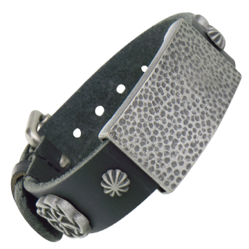 Sierra Black Leather Magnetic Wristband