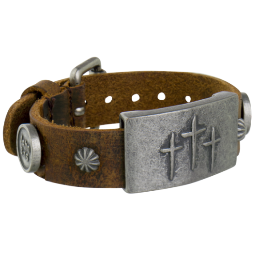 Mission Brown Leather Magnetic Wristband