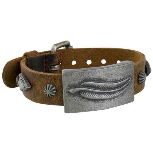Spirit Brown Leather Magnetic Wristband