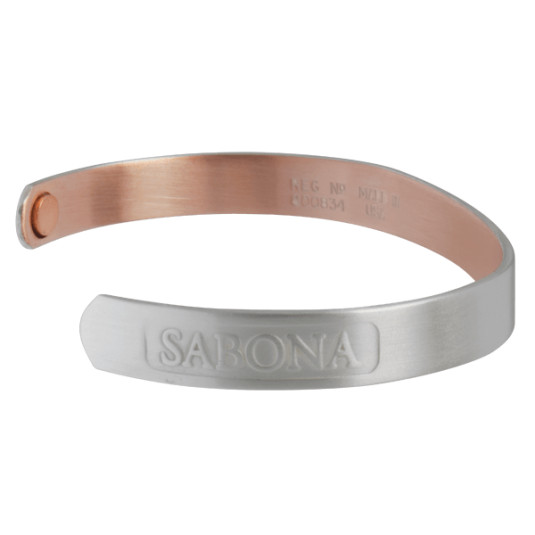 Realtree Brushed Silver Plated Copper Wristband Sabona Realtree Brushed Silver Plated Copper Wristband Side