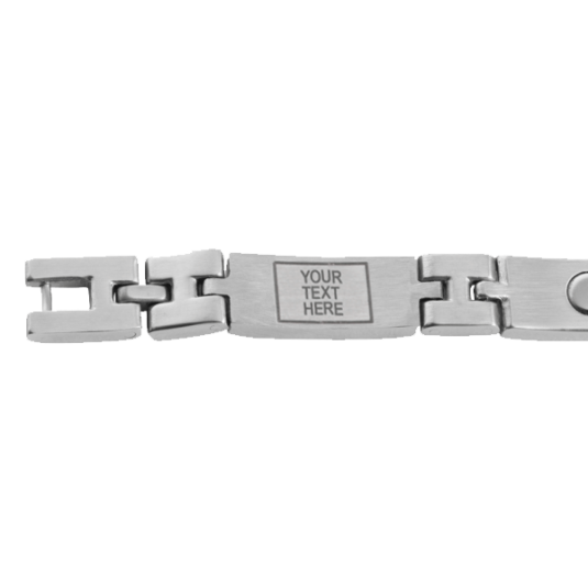 Unisex Magnetic Med ID Bracelet - Custom Engraved, closeup